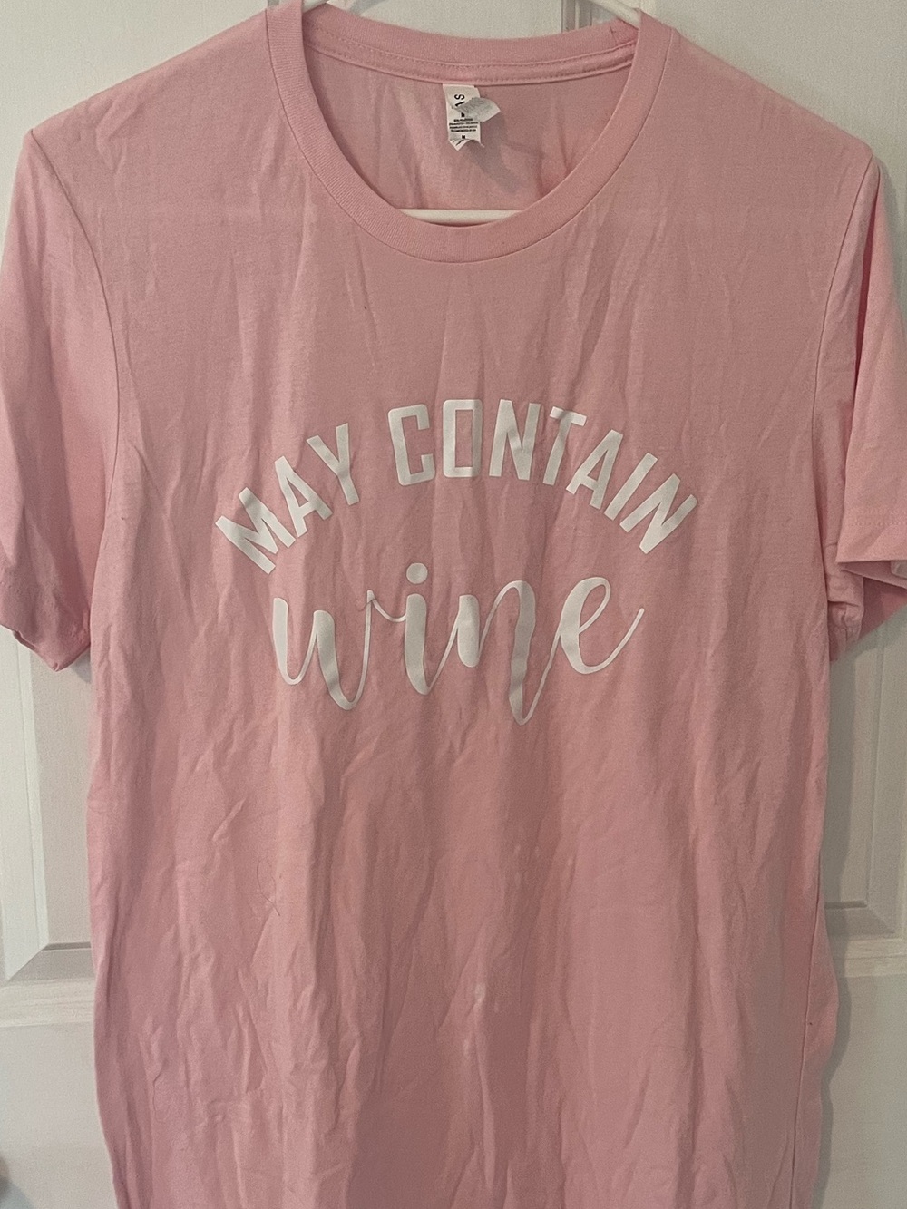 2 TEES-May Contain Wine Pink Graphic Tee